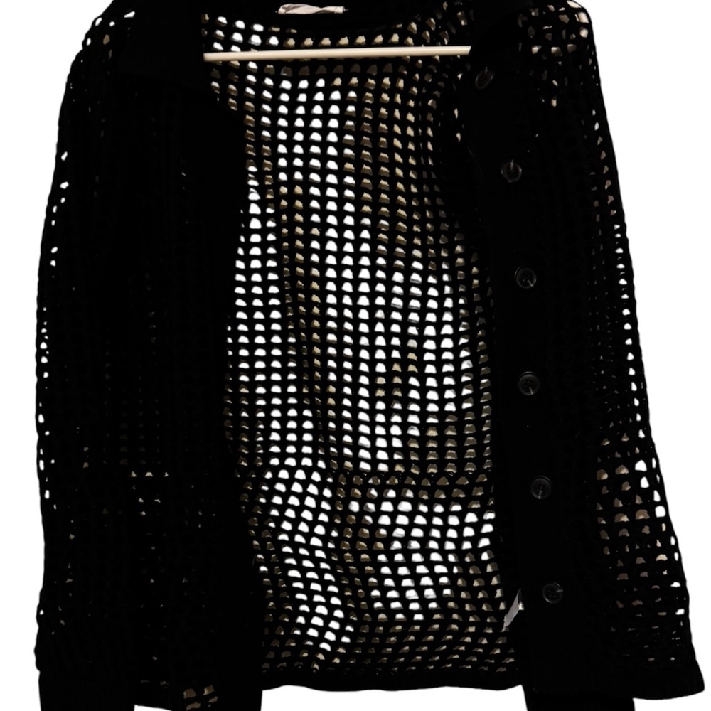 Double Zero Black Open-Knit Cardigan